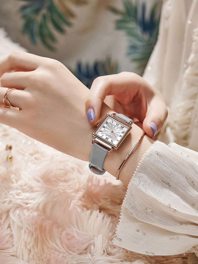 New Julius Lady Women's Watch Japan Quartz Elegant Small Square Fashion Hours Bracelet Real Leather Girl's Birthday Gift Box