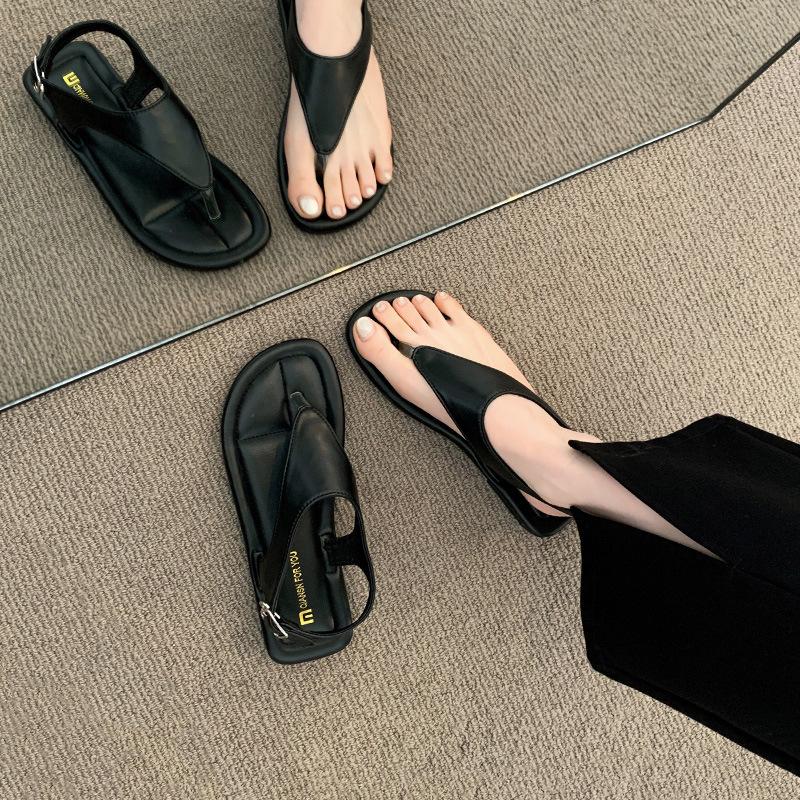 Женские сандалии-гладиаторы во французском стиле — летние новые мягкие сандалии на плоской подошве, универсальные пляжные и уличные римские туфли для вечерних нарядов