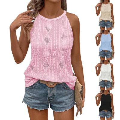 Женская мода однотонный круглый вырез свободный без рукавов пуловер жилет топ