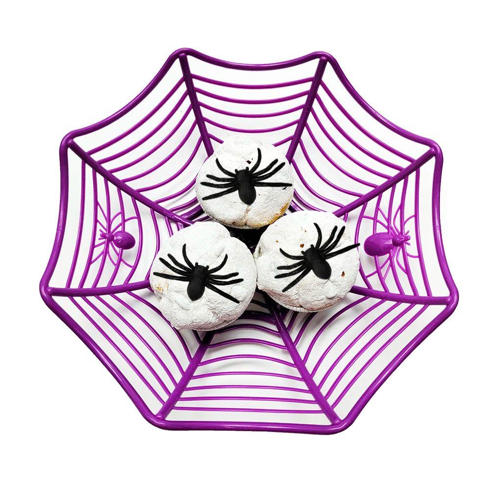 Halloween Candy Basket Spider web design Snacks Fruits Bowl Biscuit Packaging Basket Decoration Halloween Party Supplies