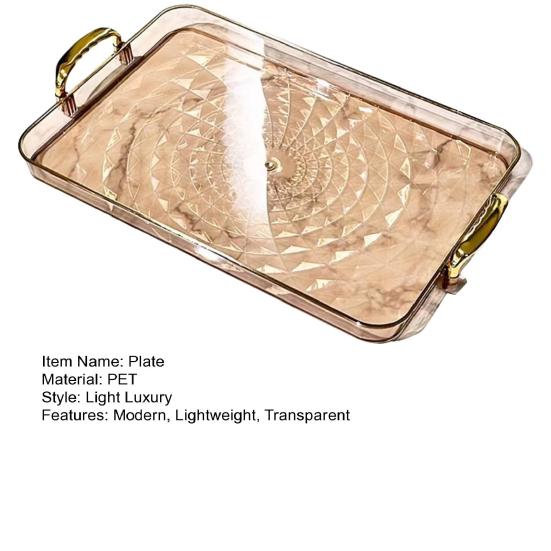 Прозрачный поднос для подачи с ручками, многоцелевой поднос для фруктов, закусок, десертов для домашних вечеринок, штабелируемый, декоративный, для хранения, кухонный органайзер