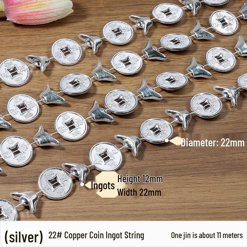 Gold & Silver Electroplated Bead String for DIY Christmas Tree Decorations