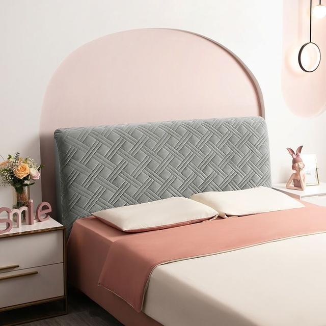 Thicken Soft Plush Quilted Head Cover Thicken Velvet Headboard Cover Solid Color Bed Back Dust Protector Cover European Style