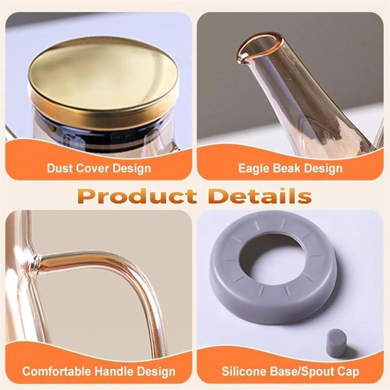 Бутылка-дозатор для масла 600/800/1000 мл с носиком, не образующим капель, кухонный стеклянный масляный горшок большой вместимости, герметичный дозатор для масла