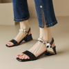Summer Women's Casual Sandals Square Head Rubber Soft Sole Large Size Shoes Buckle Empty Comfortable New Word Sandals Women