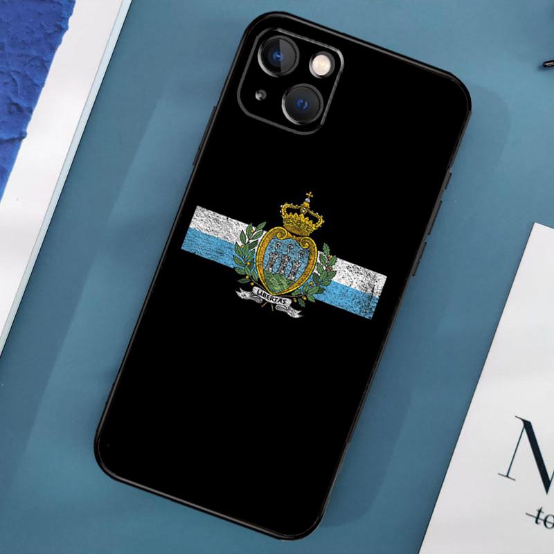 Чехол для телефона с флагом Сан-Марино для iPhone 15 13 12 11 14 Pro Max Mini X XR XS MAX SE 2020 7 8 Plus Задняя крышка