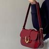 Yogodlns Women Fashion Crossbody Bag Red Vintage Saddle Small Patent Leather Shoulder Bag Luxury Design Ladies Trend Flap Handbags