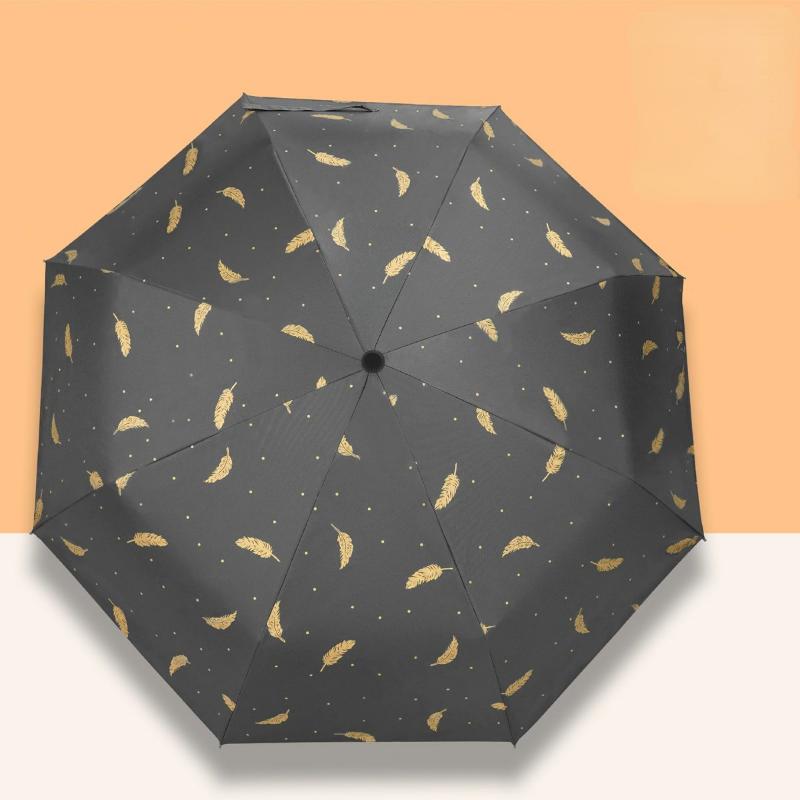 Adult Umbrellas Manual Folding Sun and Rain Umbrellas for Men and Women with Black Rubber Sunscreen and UV Protection