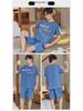 Men's Summer Striped Cartoon Pajama Set: Soft Cotton, Short-Sleeved Round Neck Top with Shorts, Large Size Boy's Homewear.
