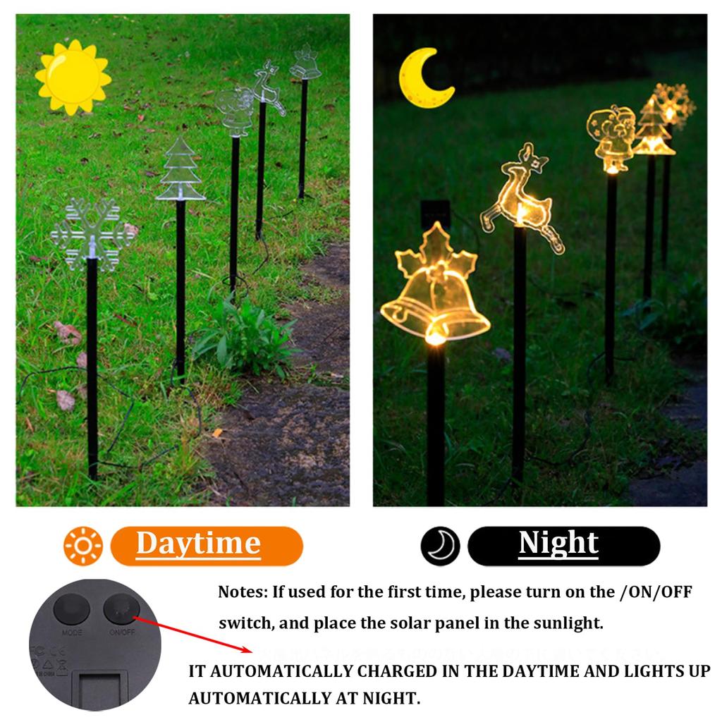 Lanito Christmas Lights Solar Garden Lights 8 In 1 Color Christmas String Lights Snowflake Lights Figurine Lights Santa Claus Lights Christmas