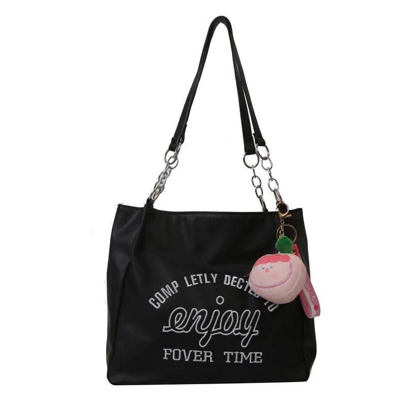 Letter Printing Simple Large-Capacity Tote Bag Pendant Chain Portable Shoulder Underarm Bag Female Tide
