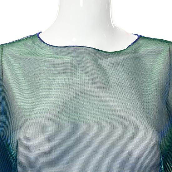 Женский клубный топ, прозрачный свободный пуловер с круглым вырезом и длинными рукавами, клубная одежда, тонкая сетчатая женская клубная футболка, женская одежда