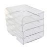 4Pcs 4-Tier Paper Organizer Stackable Desk Organizer Paper Tray Smooth Edge Transparent Workspace Organizers