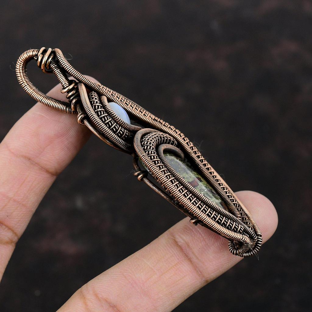 Драгоценный камень дракона, подвеска из медной проволоки, ювелирное изделие, подвеска из радужного лунного камня, подвеска из меди ручной работы, подвеска из проволоки для подарка