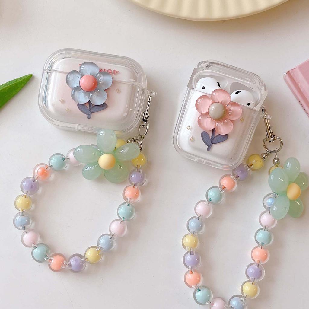 Ins Bracelet 3d Flower Wireless Bluetooth Earphone Case For Apple Airpods 1 2 Pro 2nd 3 Cartoon Headset Charging Box Capa