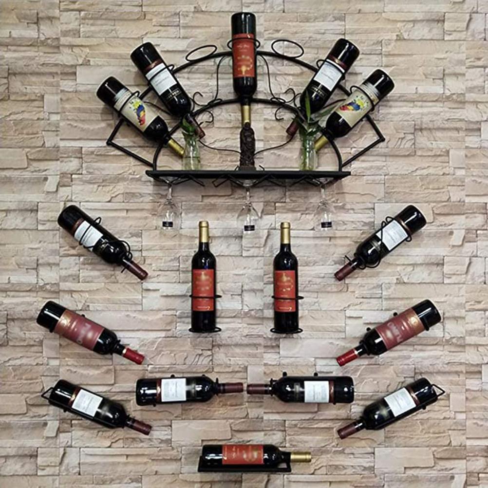 Iron Wall Wine Bottle Rack Holder Wall Mounted Wine Racks Firm Wine Display Stand