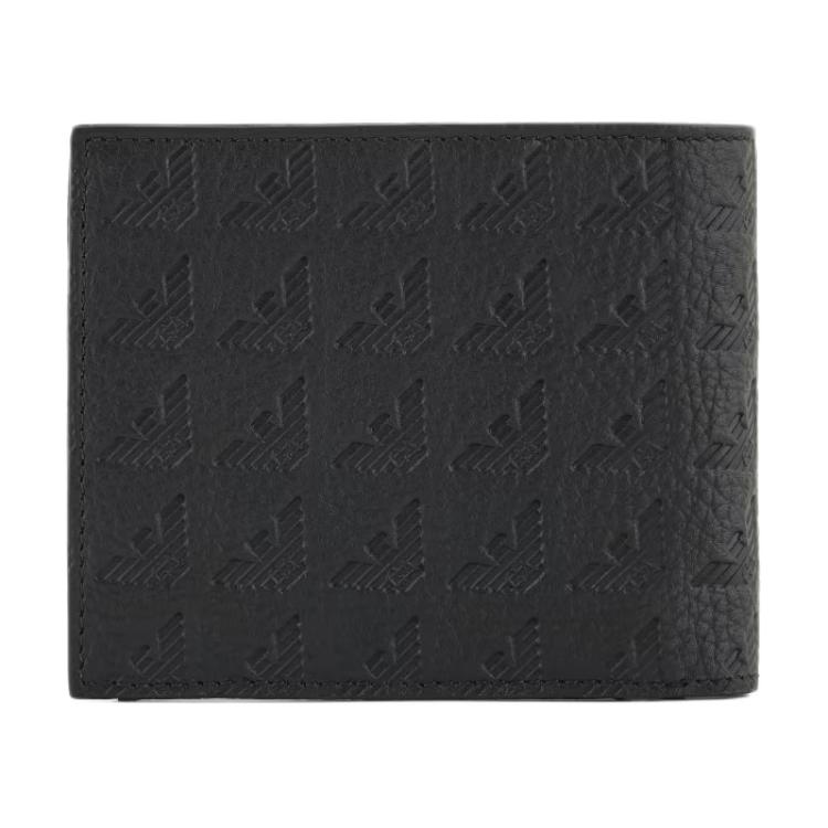 Emporio Armani Кожаный кошелек с принтованным логотипом Унисекс Кошелек Черный EM001741-AF14774-UC001