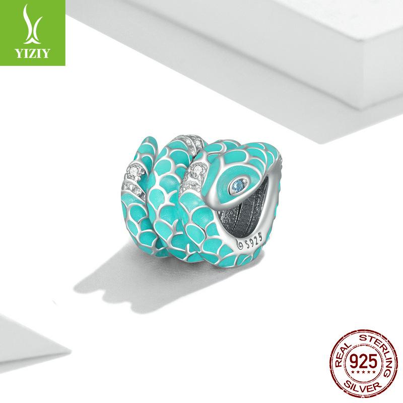 Гальванизированный синий браслет-змея сделай сам с бусинами, Ретро роскошные аксессуары с бусинами в виде животных Bsc576