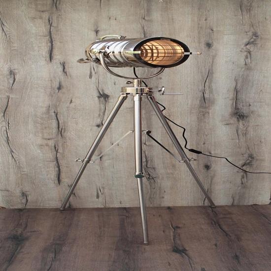 Industrial Tripod Floor Lamp  Chrome Spotlight Movie Studio Light Retro Adjustable Lamp