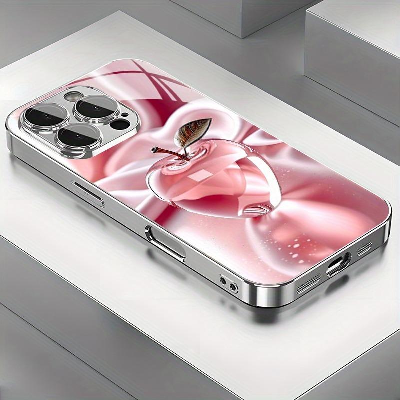 Креативный золотой кристалл с рисунком яблока Чехол для телефона Для iPhone 17Air 11 12 13 14 15 16 17 Pro Max Plus 16E Закаленное стекло