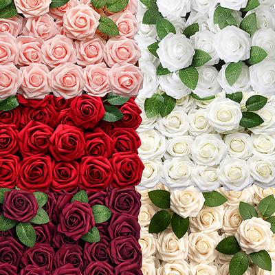 30/5 шт. искусственных роз, цветы, пенопластовые поддельные головки роз со стеблями для свадебных букетов своими руками, украшения столов для вечеринок, принадлежности