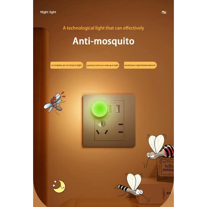 Ночник-отпугиватель комаров Светодиодный свет-отпугиватель комаров Креативный портативный USB Бесшумный для дома Спальни Мини-ночник Новый 2025