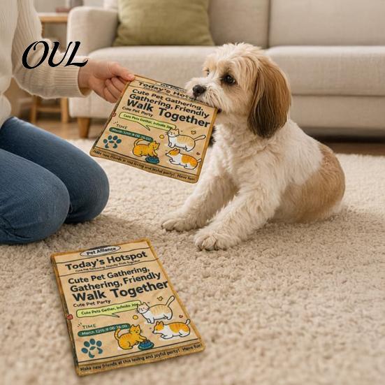 Interactive Crinkle Toys for Indoor Outdoor Play Newspaper Dog Toy, Oxford Fabric Washable Chew Toy with Engaging Sensory Natural Paper, Portable