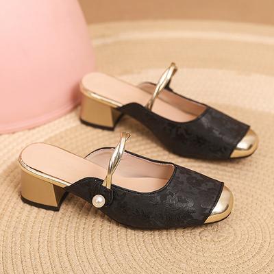 Guofeng Баотоу полушлепанцы женские летние 2025 новые китайские фея толстый каблук с юбкой с сандалиями