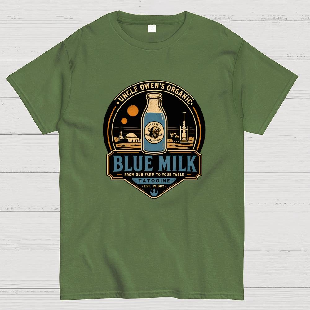 Organic Blue Milk Cotton Summer Casual Cool Loose T-Shirt