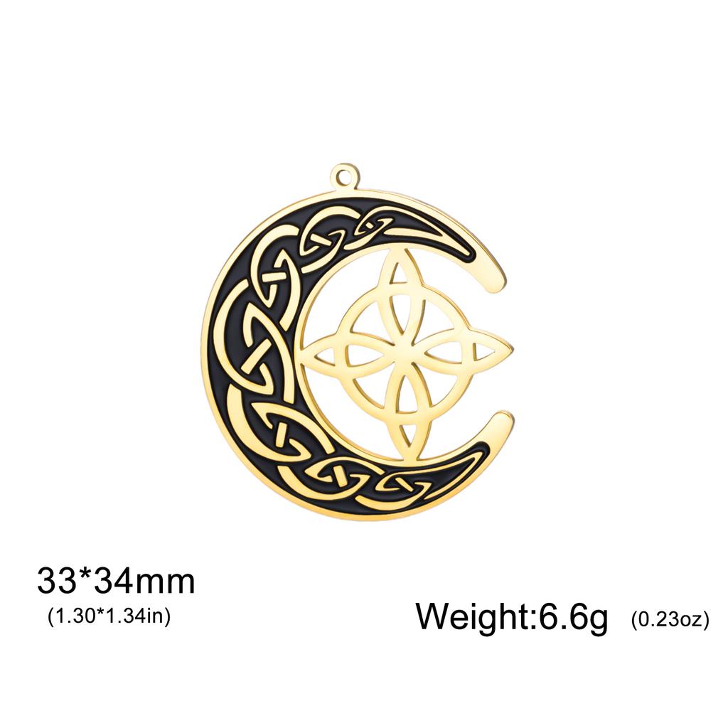 Teamer Vintage Viking Amulet Crescent Pendant For Necklace Bracelet Jewelry Making Stainless Steel Witch Celtics Knot Charms