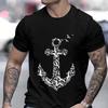 T-shirt for Men Summer Fashion Captain Y2k Graphic Print Tops Nautical Sailor Beach Tees Male Clothing Oversized Streetwear