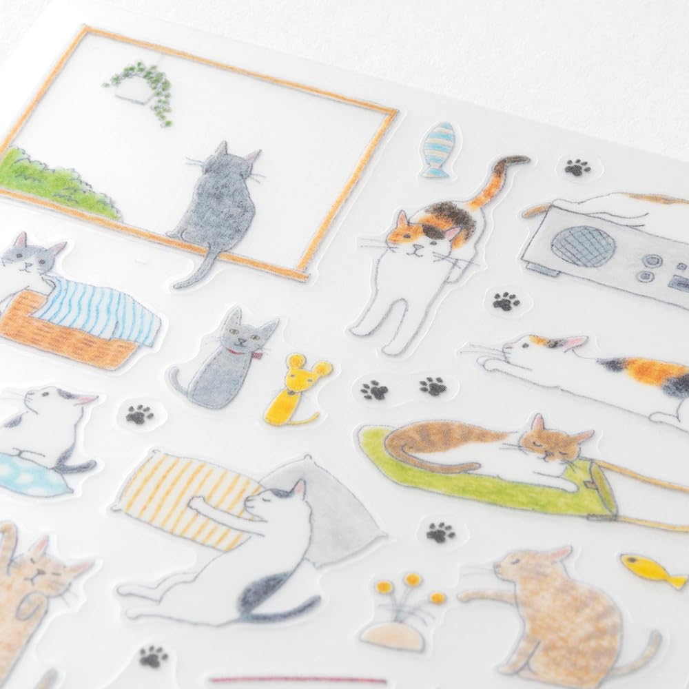 Midori notebook sticker sticker cat pattern S + M 2 types set 82687006 82688006