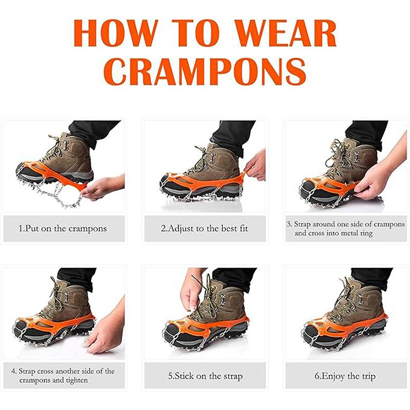 Ski Mountaineering Outdoor Ten-Tooth Ice And Snow Anti-Slip Shoe Covers Outdoor Mountaineering Crampons 10-Tooth Ice Grab