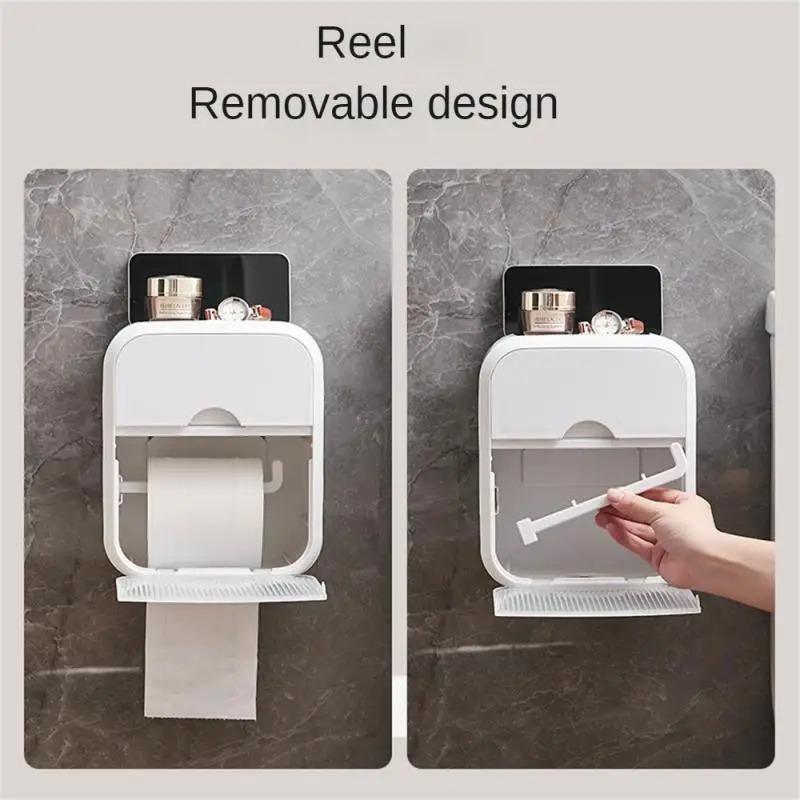 Водостойкая удобная коробка для салфеток для ванной комнаты, коробка для хранения салфеток без перфорации, принадлежности для ванной комнаты, держатель для туалетной бумаги, настенный монтаж
