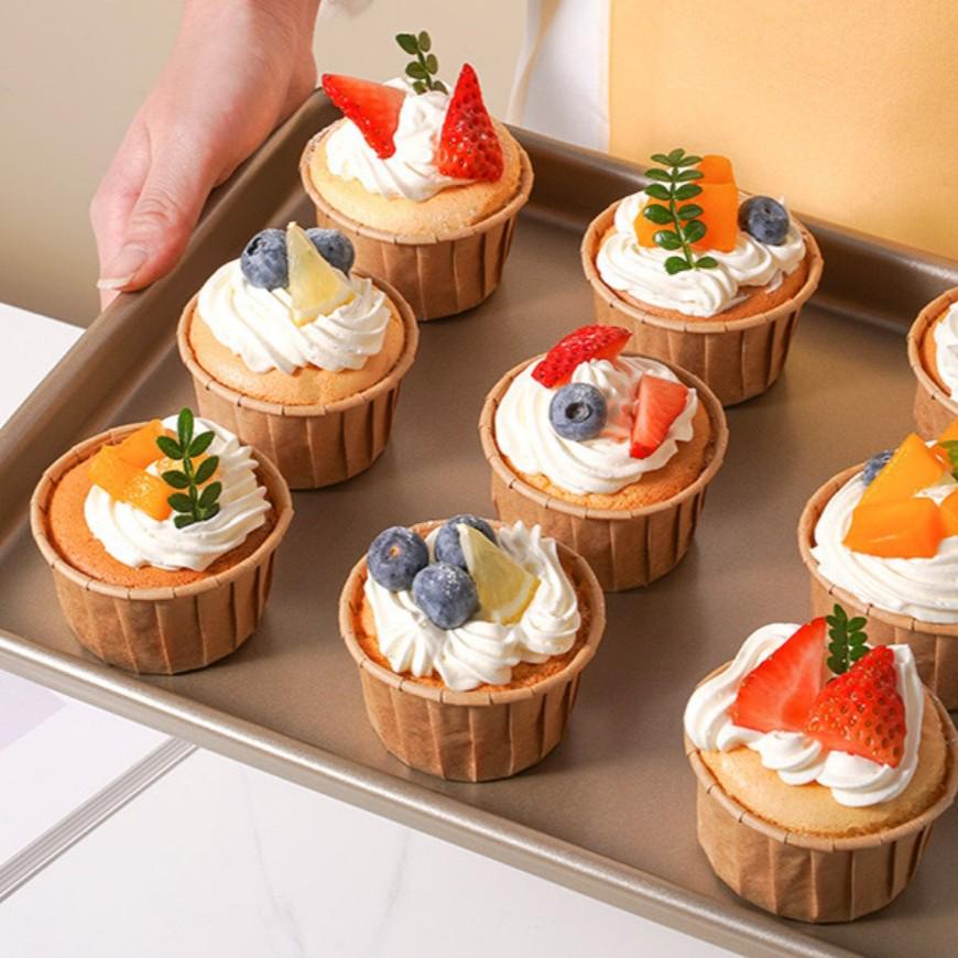 Большие бумажные формочки для маффинов и кексов, 5039, пищевой класс, легко отделяемые, термостойкие, с ободком