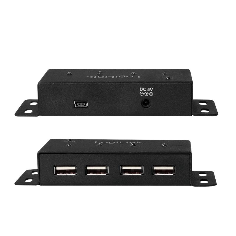 LogiLink 4-port LED metal USB 2.0 hub with 5V/2A 480 Mb/s power supply