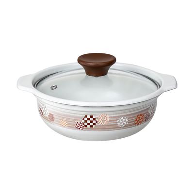 Takagi Metal Easy to Tabletop Индукционная глиняная кастрюля Ajiwai HA-HT18 с двумя ручками, Чистая, Кастрюля, Эмаль, Совместимая, 18 см, Набэ, Стиль, Хана-цузуми