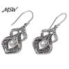Vintage Style Hollow Carved Ear Hooks 1 Pair Women Retro Drop Earrings, Faux Pearl Graceful Swaying Earrings for Facial Contouring Dangle Anniversary