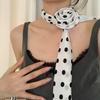 Wrap Polka Dot Scarves Bow Ties Collar Flower Decoration All-match Long Silk Scarf  Female