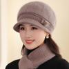 Шапка для матери среднего возраста, женская зимняя бархатная теплая шерстяная шапка для пожилых людей среднего возраста, бабушки, бабушки, хлопковая шапка, шарф для пожилых людей
