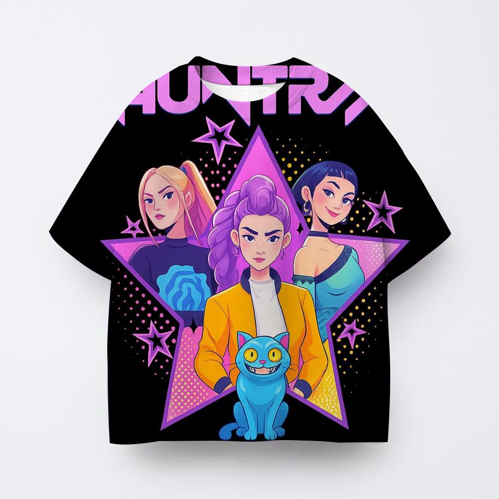 Kpop Witch Hunting GroupCute Cartoon Animal Printed Girls T Shirt Summer Birthday Party Kids Boys Short Sleeve T-shirts Children