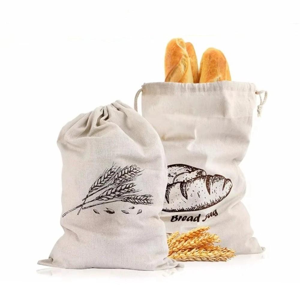 Reusable Linen Bread Bag Oxford Cloth Drawstring Bag Durable Bread Storage Bags Kitchen Supplies