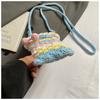 Handmade Crochet Cherry Phone Bag, Cute Pastel Knitted Crossbody Purse For Girls, Mini Drawstring Single Shoulder Pouch