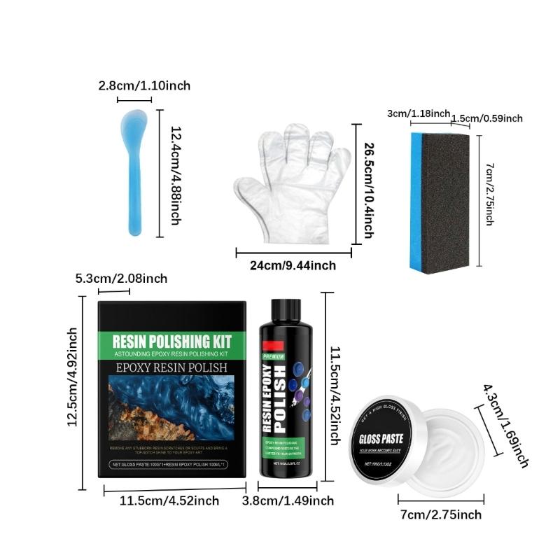 Professional Resin Polishing Set Polish Compound Sandings Sponges Scrapers For DIY Craft Projects And Surfaces Refinishing