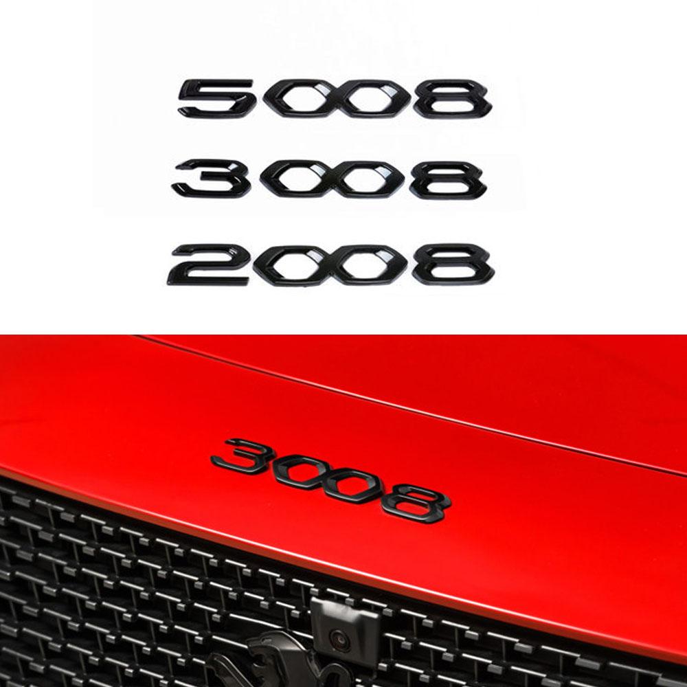 Глянцевая черная задняя наклейка 3008 2008 5008, наклейка с эмблемой для 5008 3008 2008 GT, стиль автомобиля, наклейка на капот автомобиля