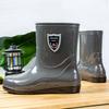 Medium Tube Men's Rain Shoes Water Shoes Non-slip Design Flat Bottom Fashion Rain Boots Takeaway Fishing Kitchen Chef Waterproof Glue Shoes