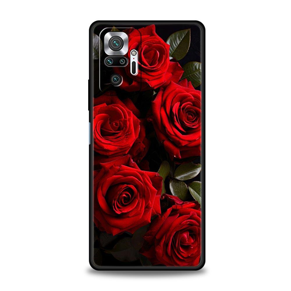 Красивый чехол для телефона с красной розой и цветами для Xiaomi Redmi Note 13 12 5G 9S 9 8 10 11 Pro 4G 9T 13C 12C 10C 9C 9A 7 Pro, мягкий чехол