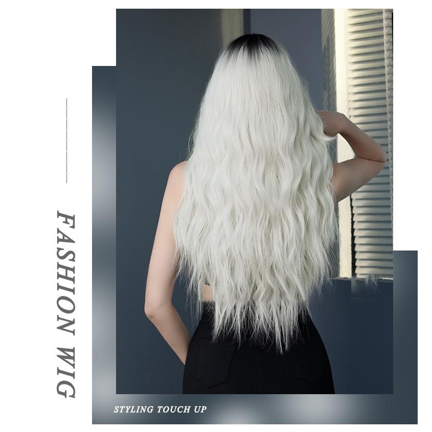 Женские волосы 68 см, искусственные волосы, белый парик, длинные волосы, длинные вьющиеся волосы, розовые волосы, сетчатый головной убор, полный головной убор, натуральный настоящий парик