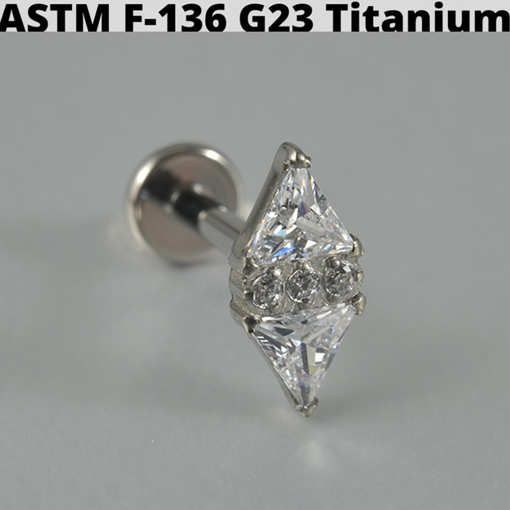Серебряная четырехконечная звезда G23 Сплошной титан Серьга-гвоздик для хряща 16G С внутренней резьбой Солнце Хеликс Мочка уха Пирсинг Украшение