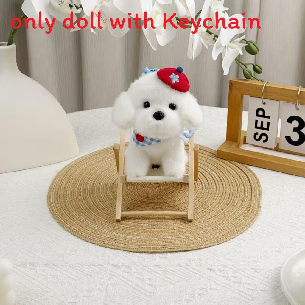 Cute Sitting Dog Plush Toy With Polyester Fiber For Gift And Decor